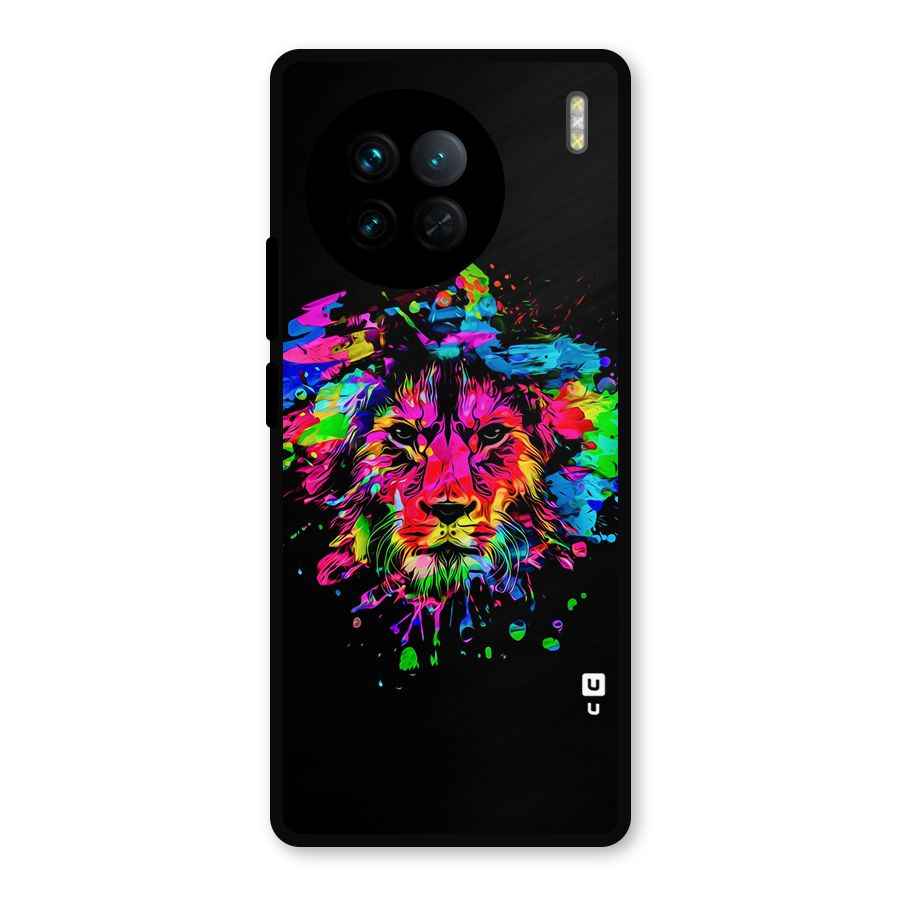 Artistic Lion Art Splash Metal Back Case for Vivo X90