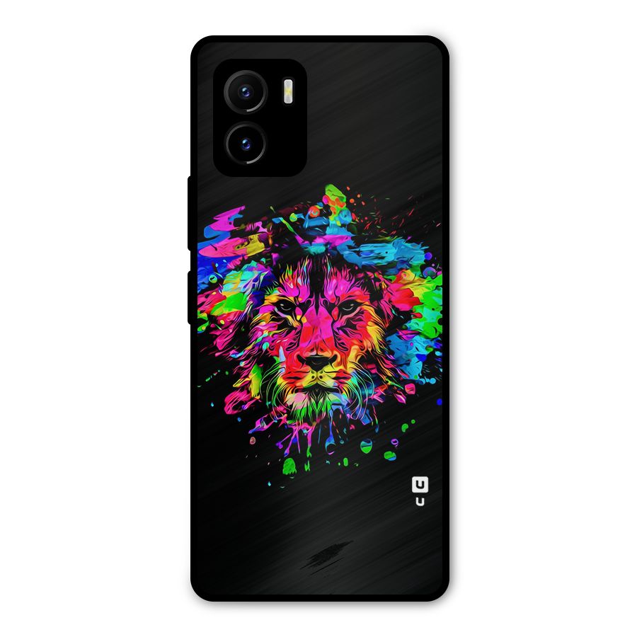 Artistic Lion Art Splash Metal Back Case for Vivo Y15s