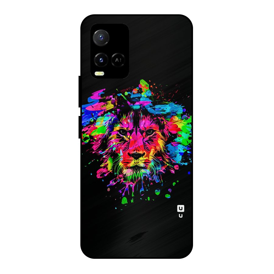 Artistic Lion Art Splash Metal Back Case for Vivo Y21 2021