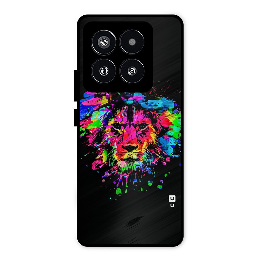 Artistic Lion Art Splash Metal Back Case for Xiaomi 14 Pro