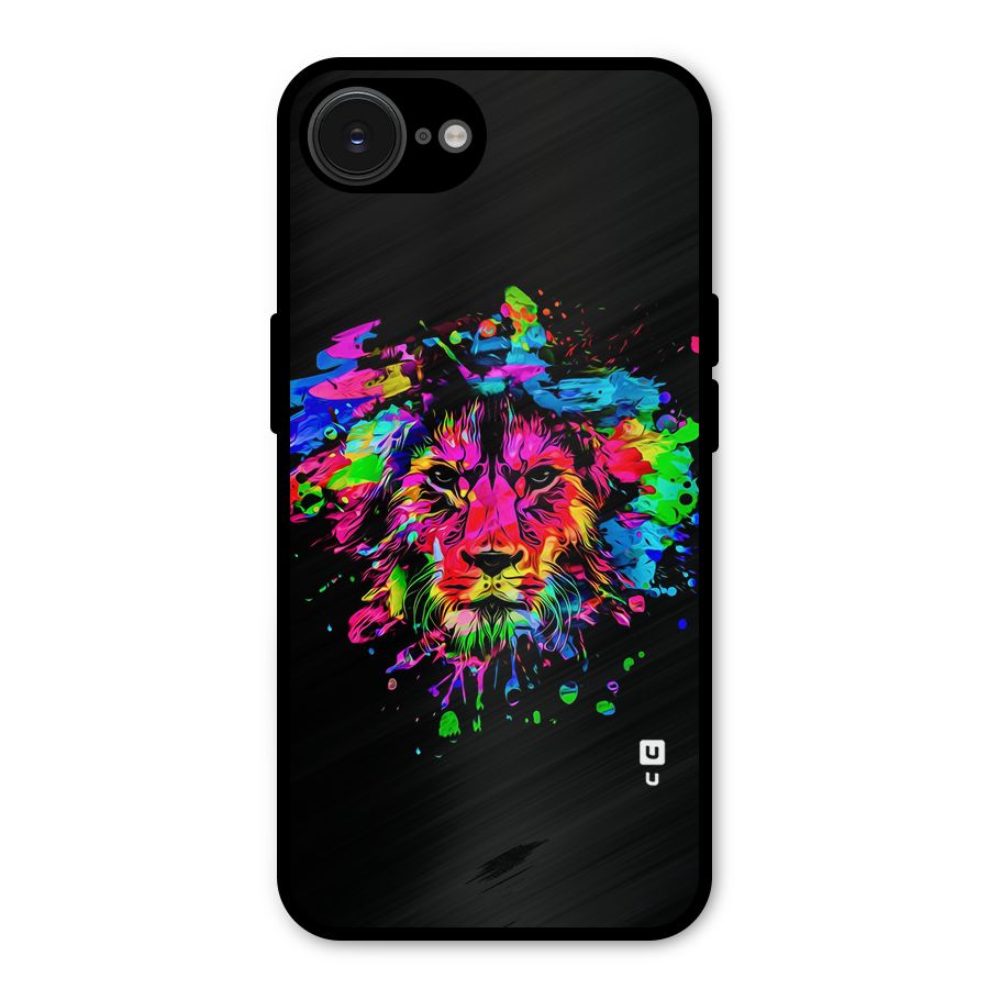 Artistic Lion Art Splash Metal Back Case for iPhone 16e