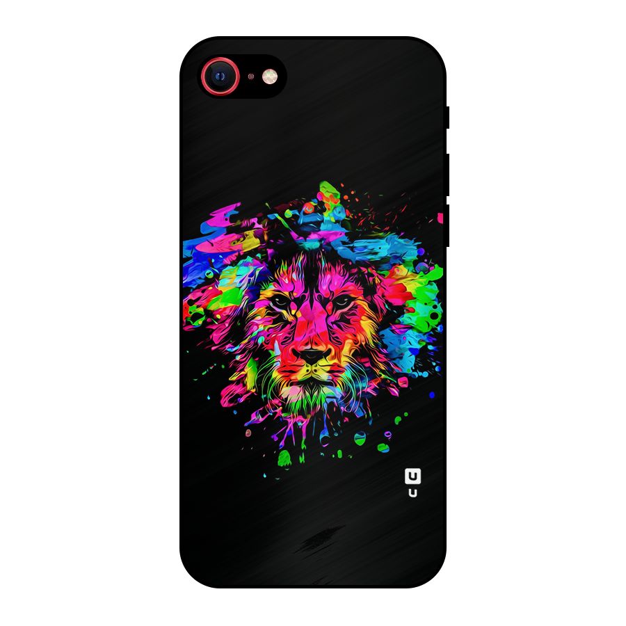 Artistic Lion Art Splash Metal Back Case for iPhone SE 2022