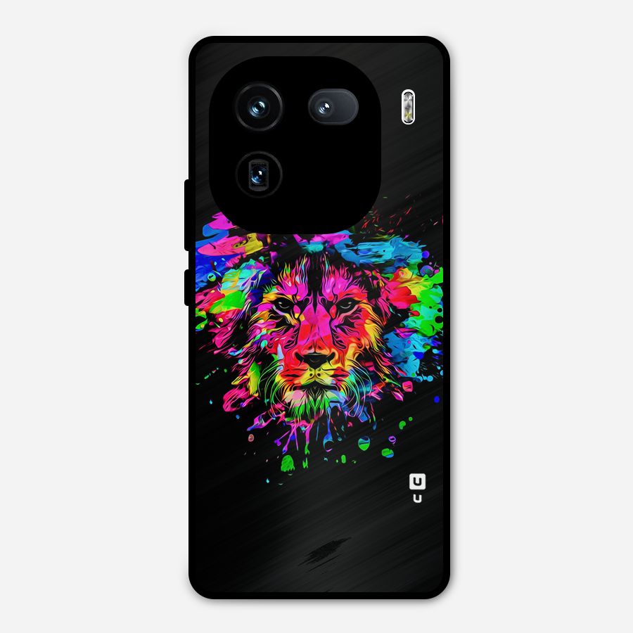 Artistic Lion Art Splash Metal Back Case for iQOO 12
