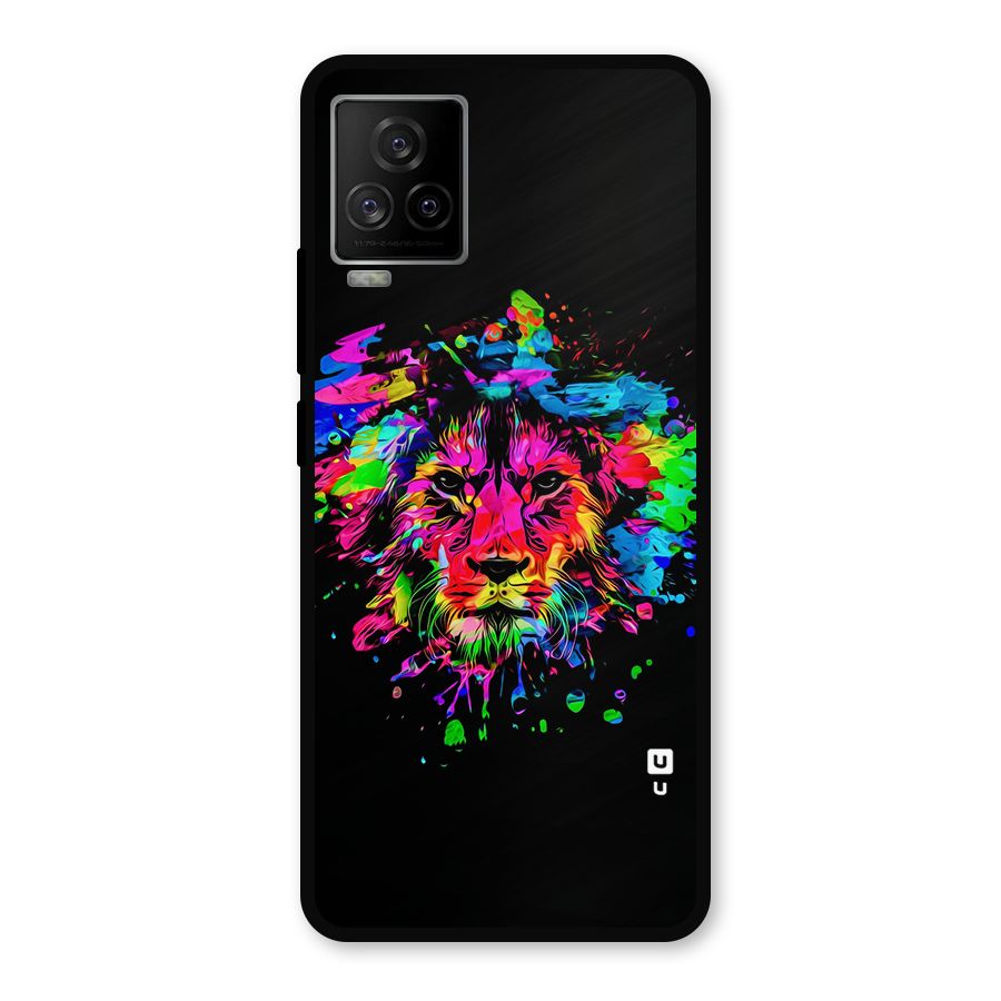 Artistic Lion Art Splash Metal Back Case for iQOO 7 Legend 5G