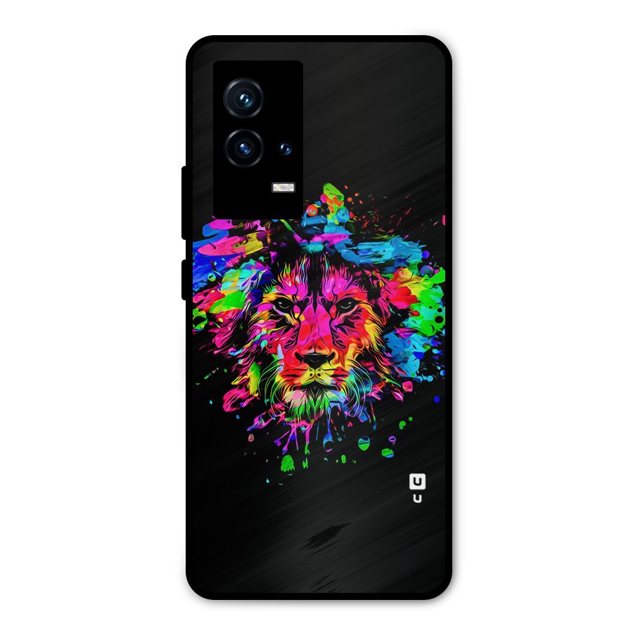 Artistic Lion Art Splash Metal Back Case for iQOO 9 5G