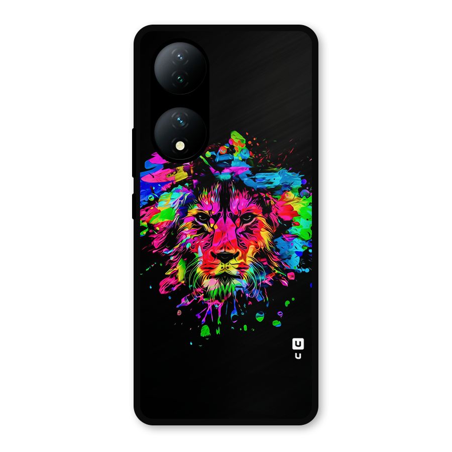 Artistic Lion Art Splash Metal Back Case for iQOO Z7s