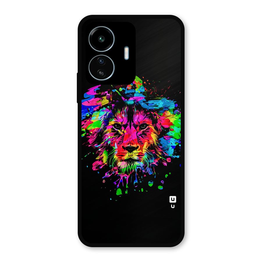 Artistic Lion Art Splash Metal Back Case for vivo iQOO Z6 Lite 5G
