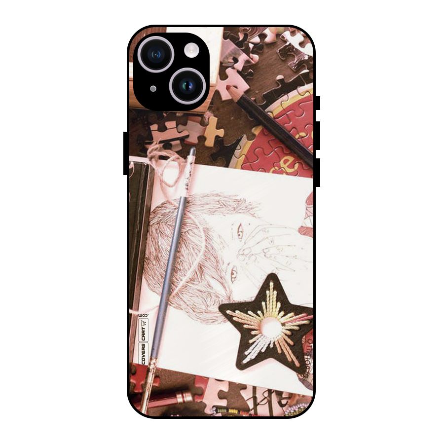 Artistic Messy Metal Back Case for iPhone 14 Plus