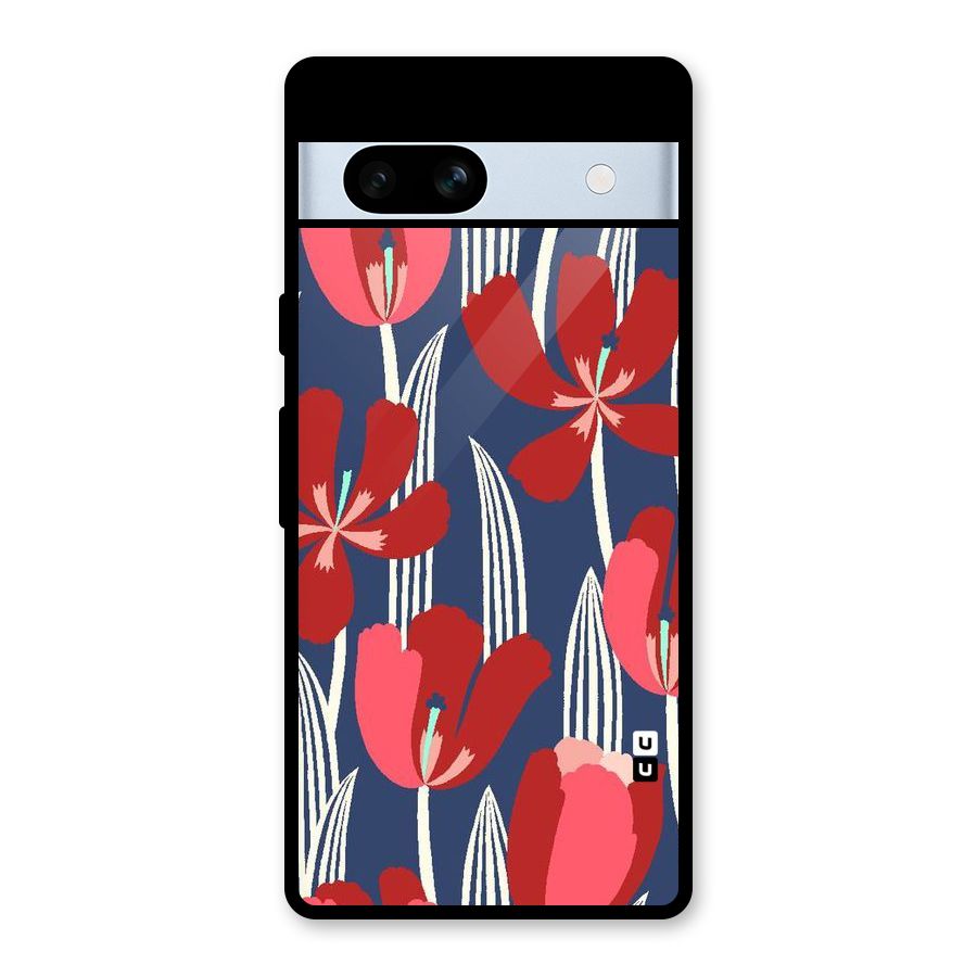 Artistic Tulips Glass Back Case for Google Pixel 7a