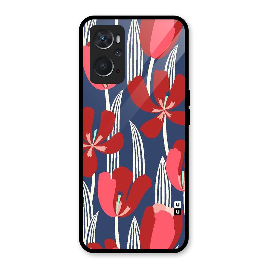 Artistic Tulips Glass Back Case for Oppo K10 4G