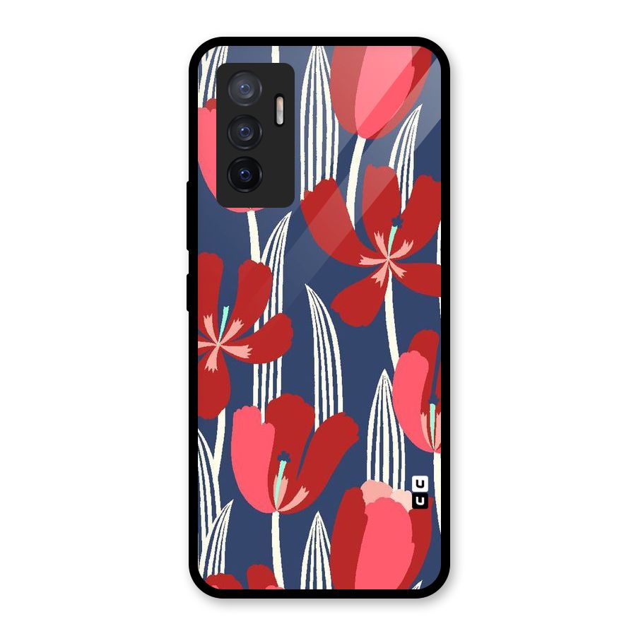 Artistic Tulips Glass Back Case for Vivo V23e