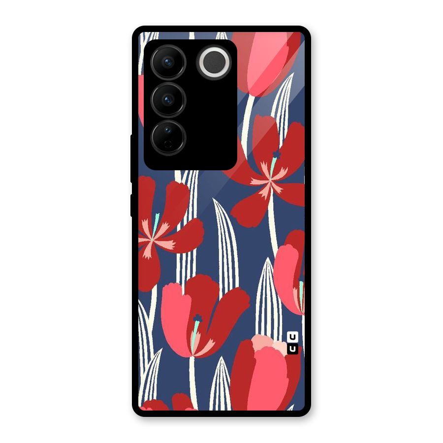 Artistic Tulips Glass Back Case for Vivo V27