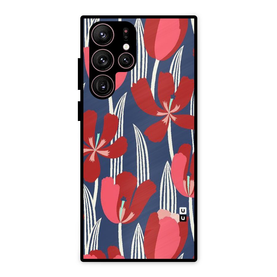 Artistic Tulips Metal Back Case for Galaxy S22 Ultra 5G
