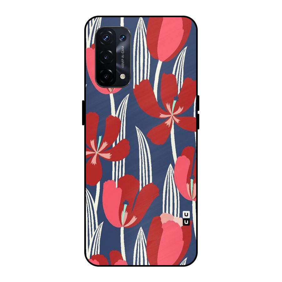 Artistic Tulips Metal Back Case for Oppo A74 5G