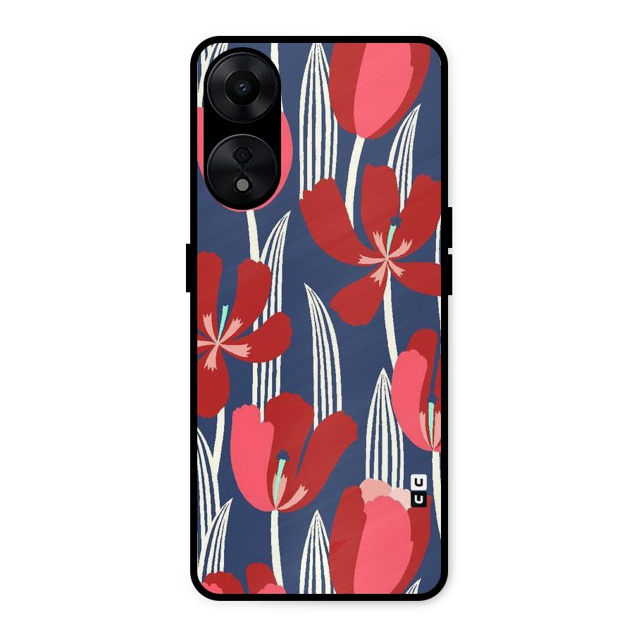 Artistic Tulips Metal Back Case for Oppo A78 5G