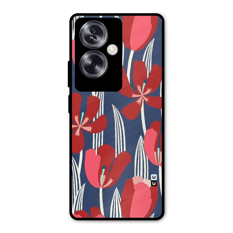 Artistic Tulips Metal Back Case for Oppo A79 5G