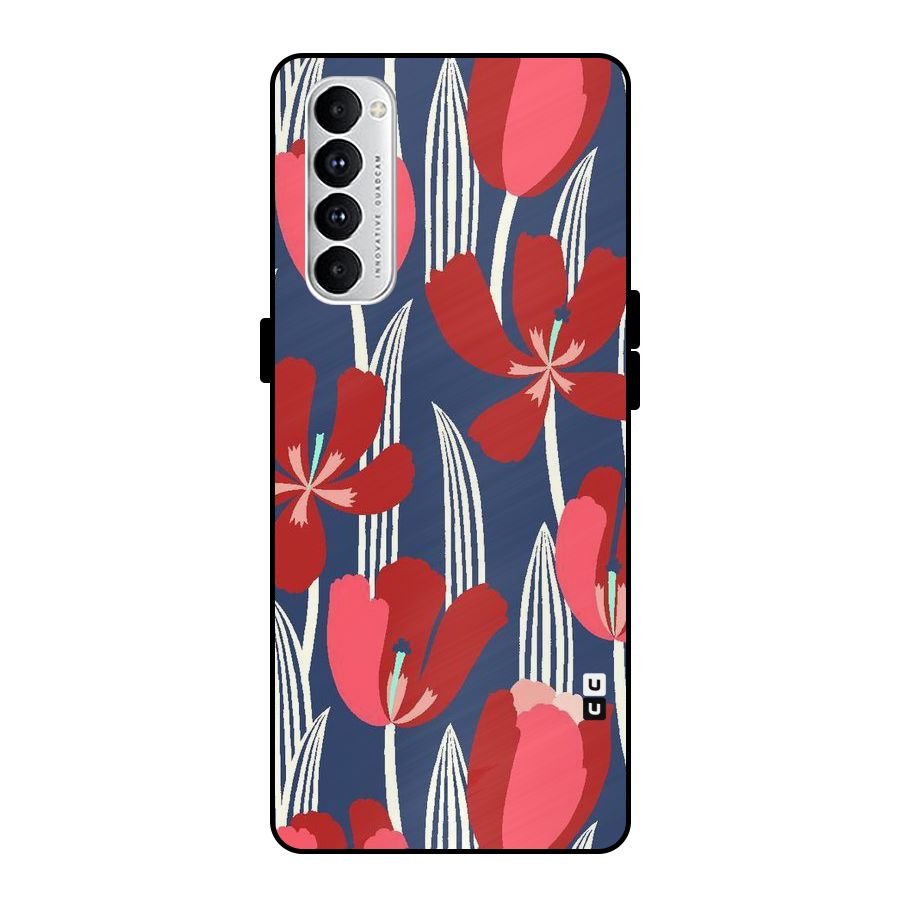 Artistic Tulips Metal Back Case for Oppo Reno4 Pro