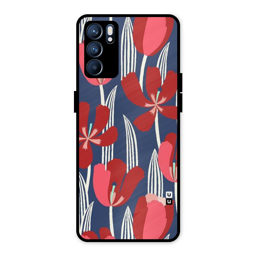 Artistic Tulips Metal Back Case for Oppo Reno6 5G