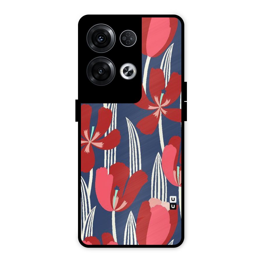 Artistic Tulips Metal Back Case for Oppo Reno8 Pro 5G