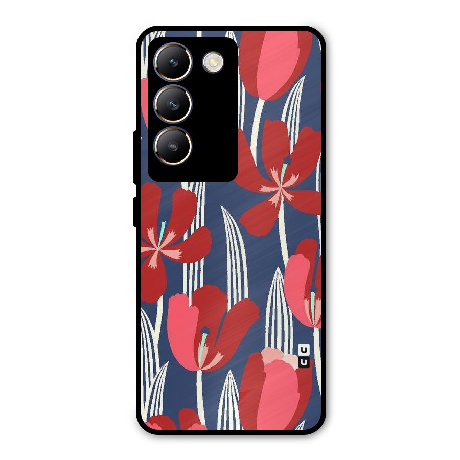Artistic Tulips Metal Back Case for Vivo T3 5G