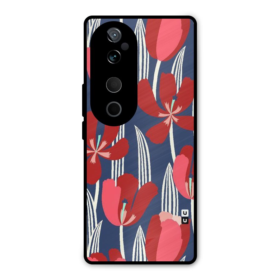 Artistic Tulips Metal Back Case for Vivo T3 Ultra