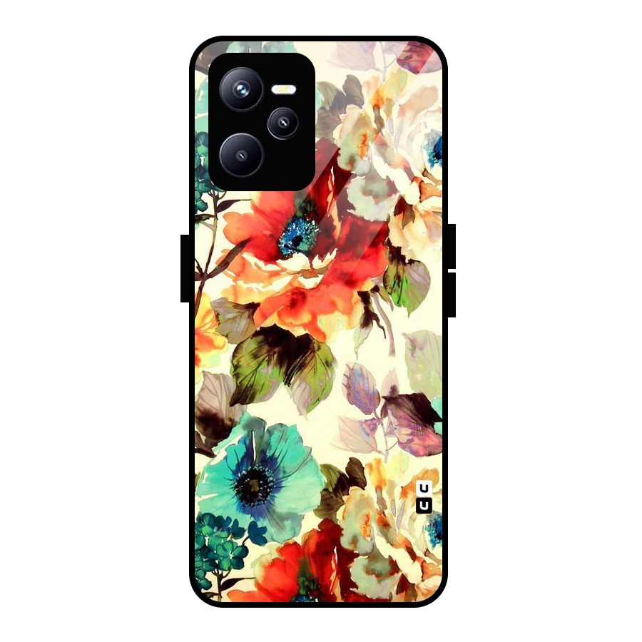 Artsy Bloom Flower Glass Back Case for Realme C35