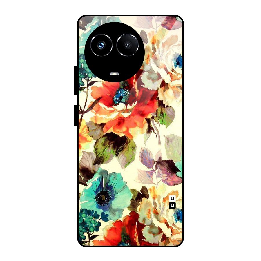 Artsy Bloom Flower Glass Back Case for Realme Narzo 60X