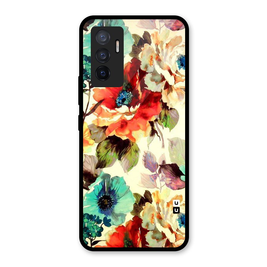 Artsy Bloom Flower Glass Back Case for Vivo V23e