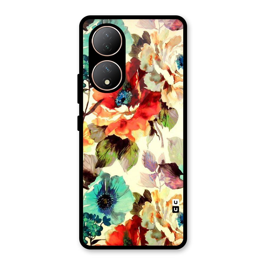 Artsy Bloom Flower Glass Back Case for Vivo Y100A