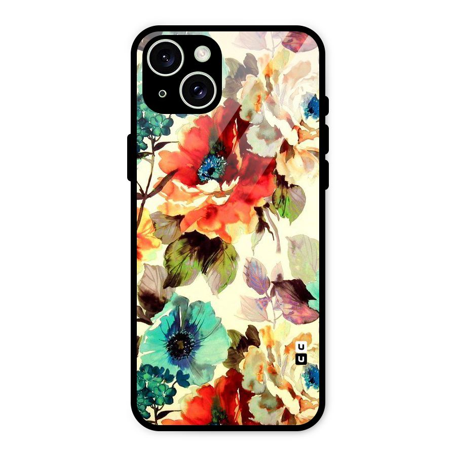 Artsy Bloom Flower Glass Back Case for iPhone 15 Plus