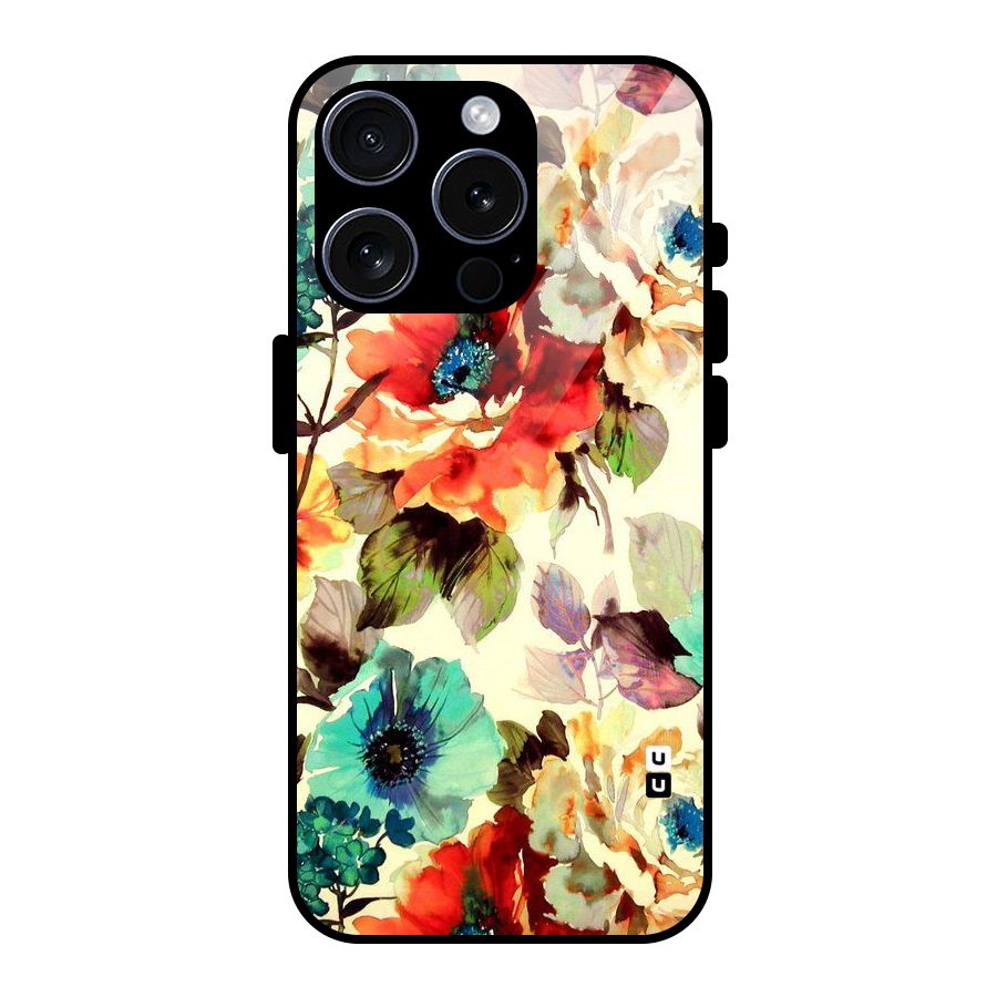 Artsy Bloom Flower Glass Back Case for iPhone 15 Pro