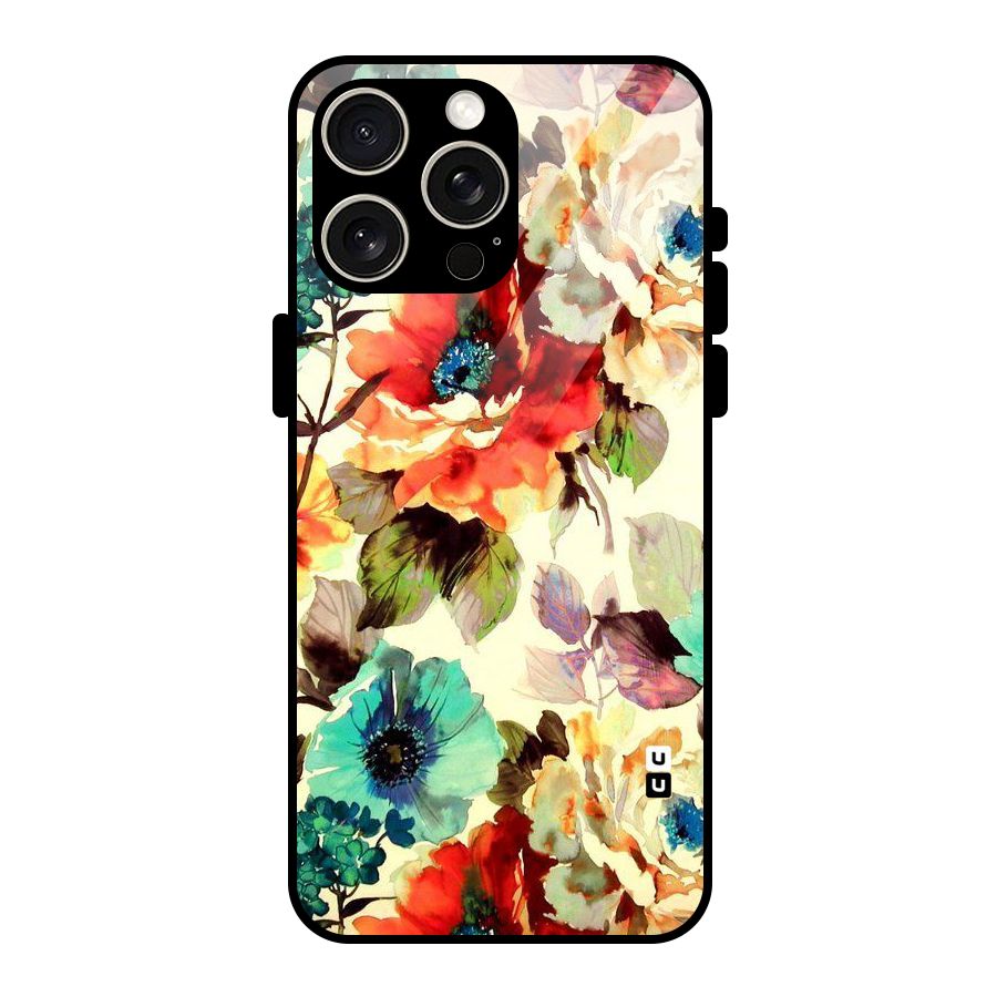 Artsy Bloom Flower Glass Back Case for iPhone 15 Pro Max