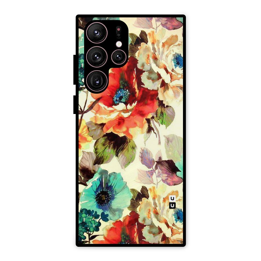 Artsy Bloom Flower Metal Back Case for Galaxy S22 Ultra 5G