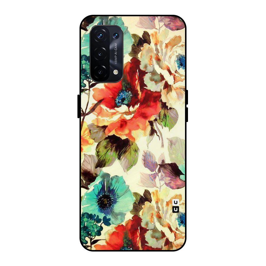 Artsy Bloom Flower Metal Back Case for Oppo A74 5G