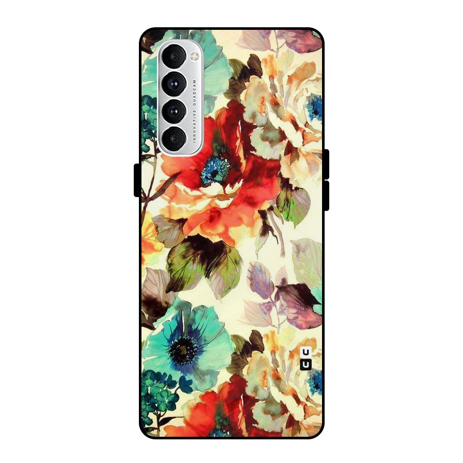 Artsy Bloom Flower Metal Back Case for Oppo Reno4 Pro