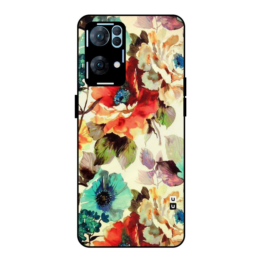Artsy Bloom Flower Metal Back Case for Oppo Reno7 Pro 5G