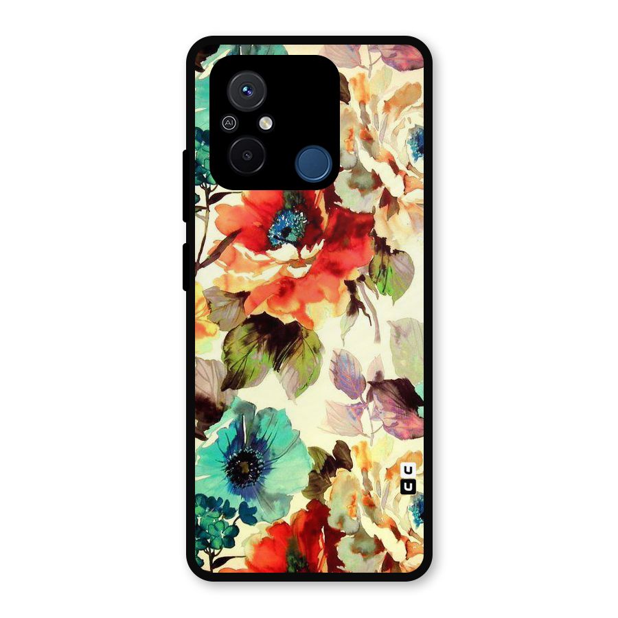 Artsy Bloom Flower Metal Back Case for Redmi 12C