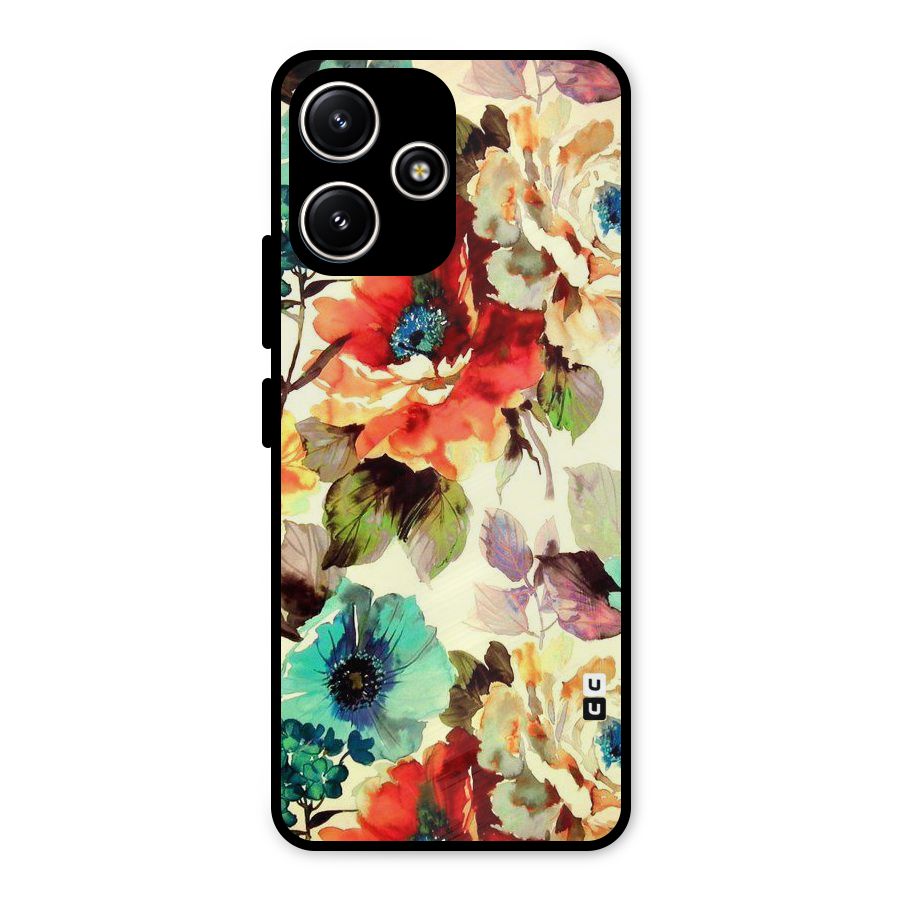 Artsy Bloom Flower Metal Back Case for Redmi 12 5G