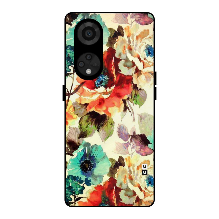 Artsy Bloom Flower Metal Back Case for Reno8 T 5G