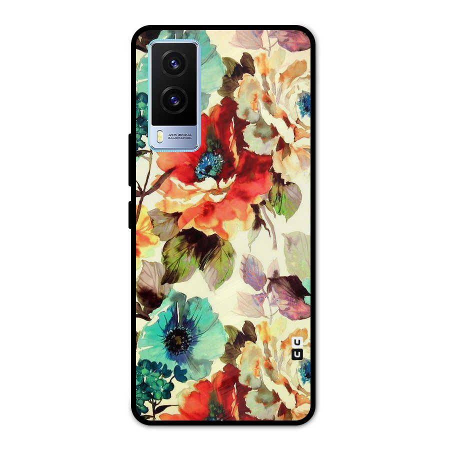 Artsy Bloom Flower Metal Back Case for Vivo V21e 5G