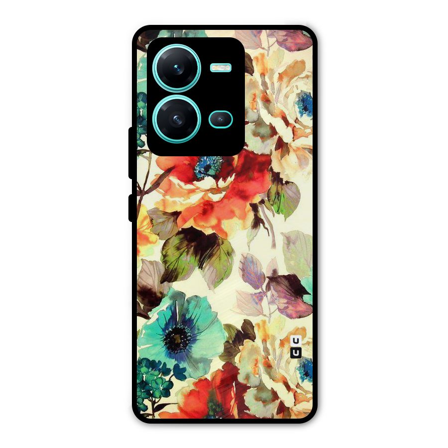 Artsy Bloom Flower Metal Back Case for Vivo V25