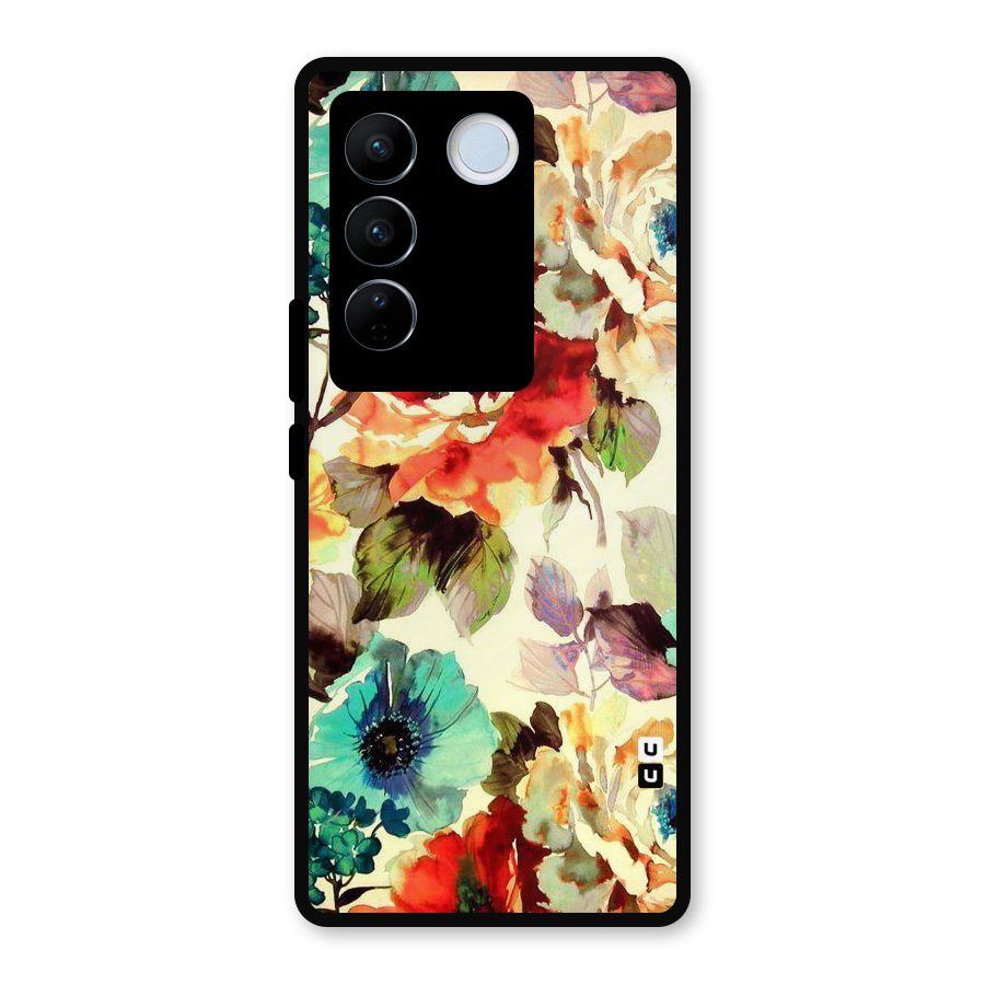 Artsy Bloom Flower Metal Back Case for Vivo V27