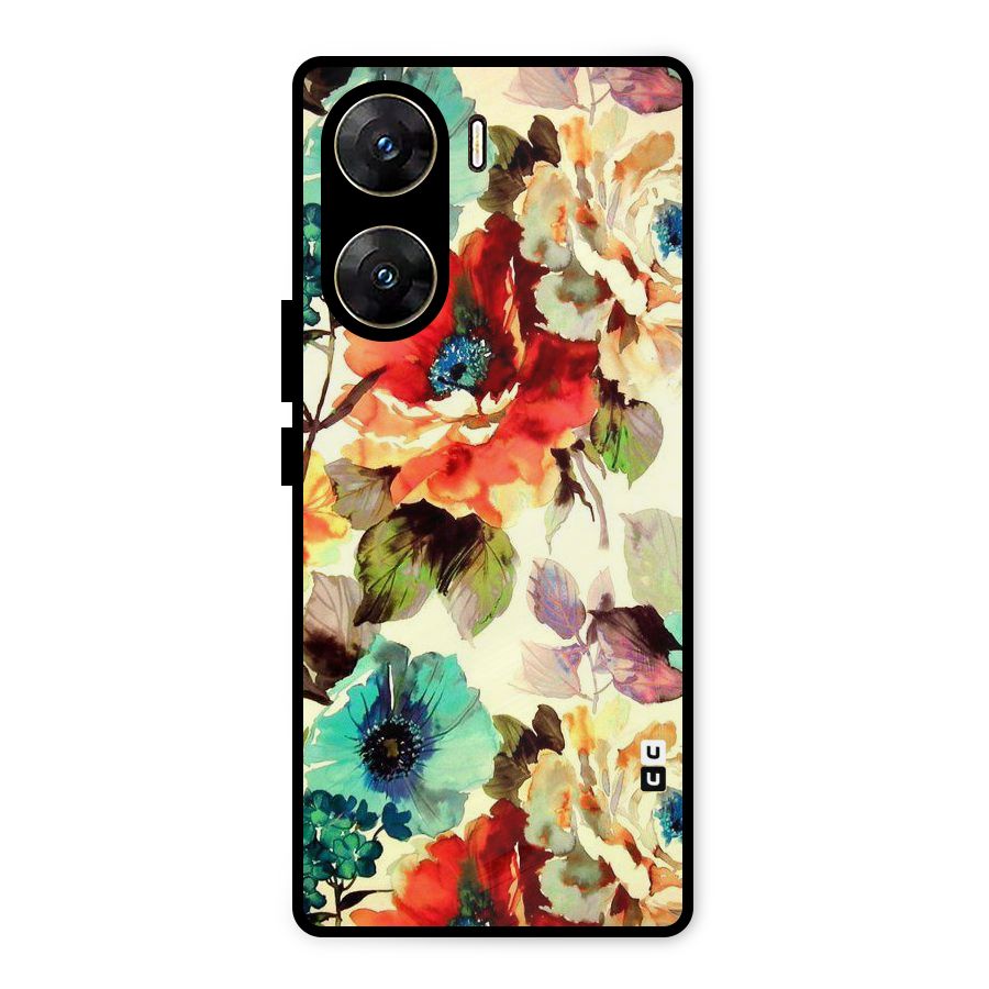 Artsy Bloom Flower Metal Back Case for Vivo V29e