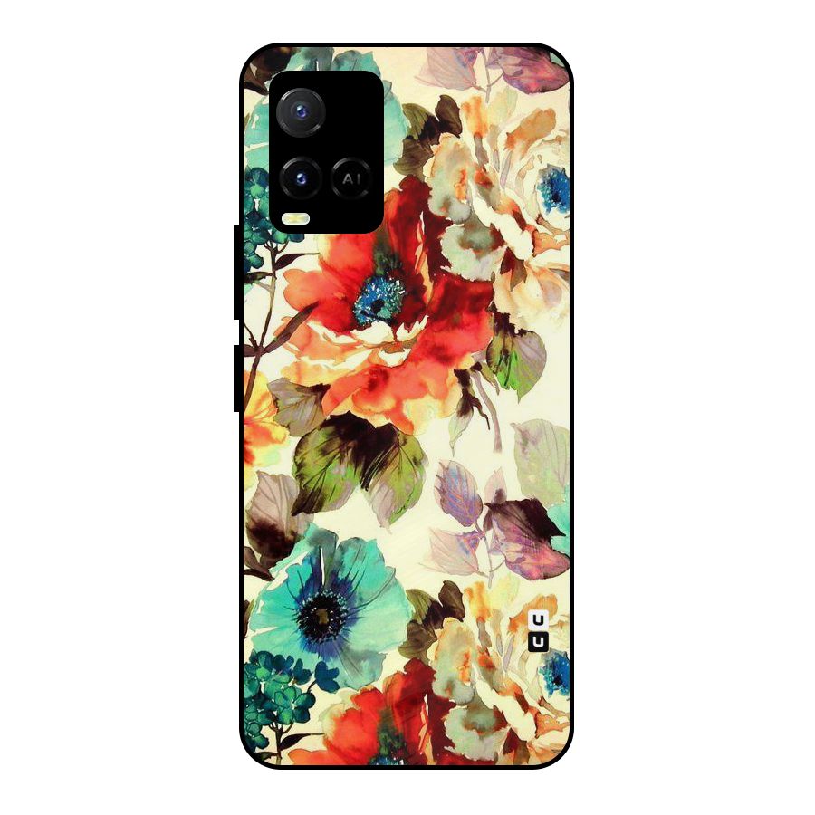 Artsy Bloom Flower Metal Back Case for Vivo Y21