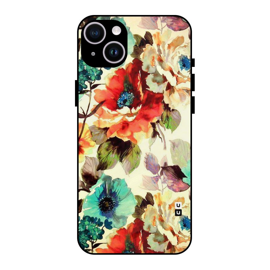 Artsy Bloom Flower Metal Back Case for iPhone 14 Plus