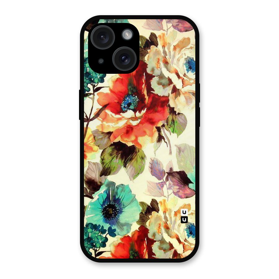 Artsy Bloom Flower Metal Back Case for iPhone 15