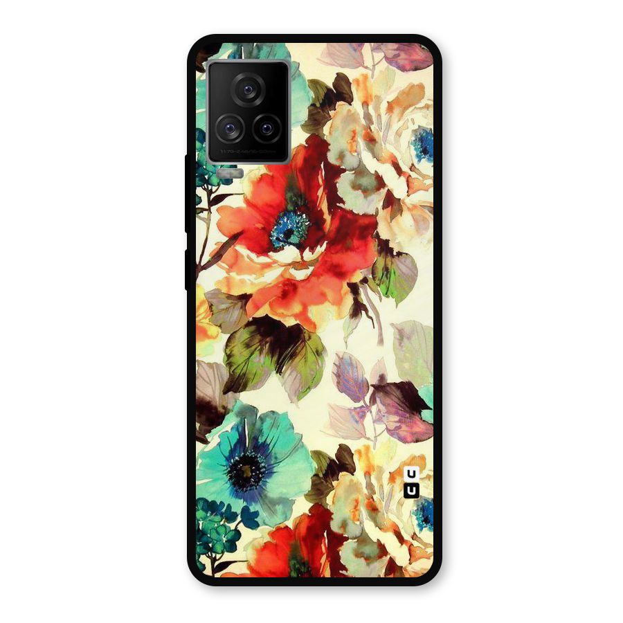Artsy Bloom Flower Metal Back Case for iQOO 7 Legend 5G