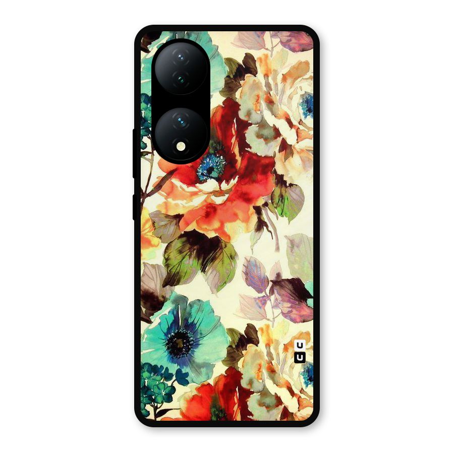 Artsy Bloom Flower Metal Back Case for iQOO Z7s