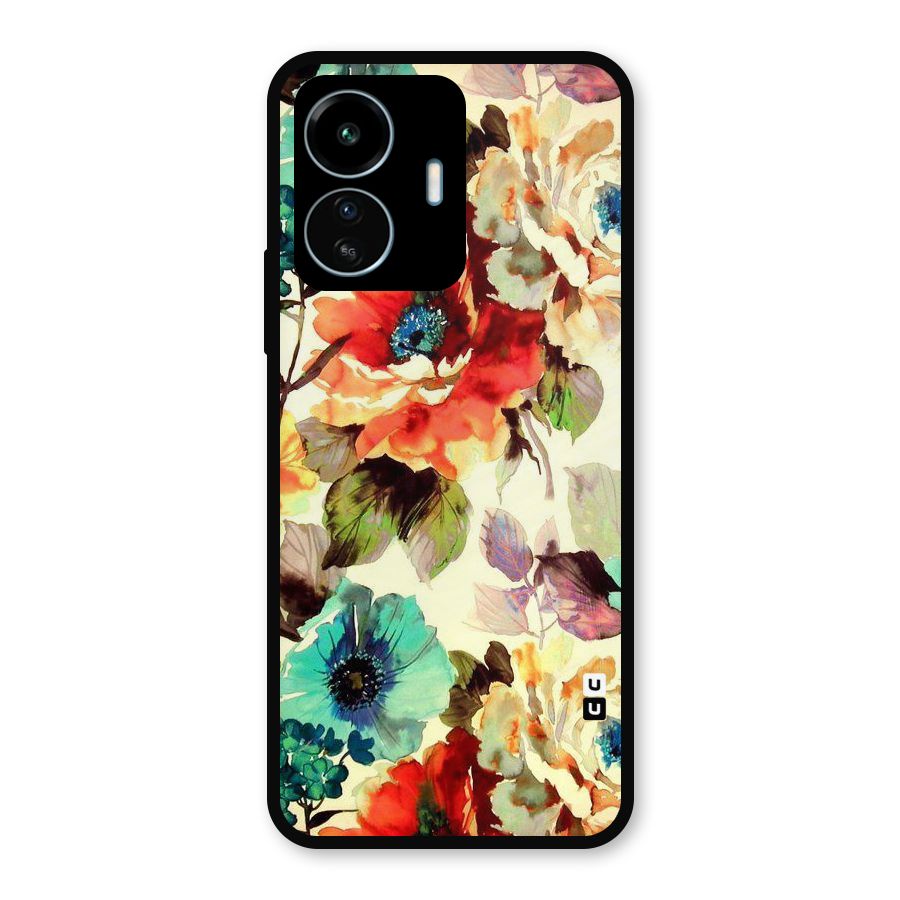 Artsy Bloom Flower Metal Back Case for vivo iQOO Z6 Lite 5G