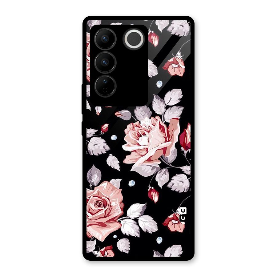 Artsy Floral Glass Back Case for Vivo V27 Pro
